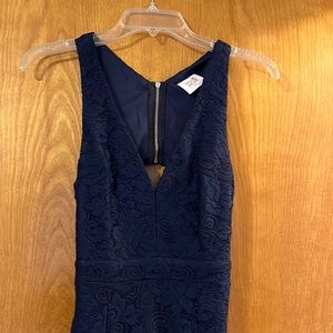 Navy Blue Lace Long Dress